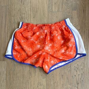 Danskin Now Orange and White Athletic Shorts with Elastic Waistband